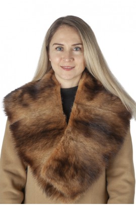 Brown polecat fur collar